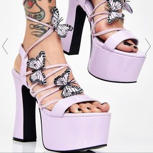 Sugar Thrillz Purple Butterfly Platform Heels